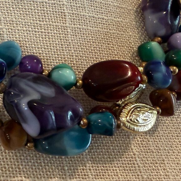 Multi-Color 3 Strand Acrylic Necklace - Picture 6 of 6